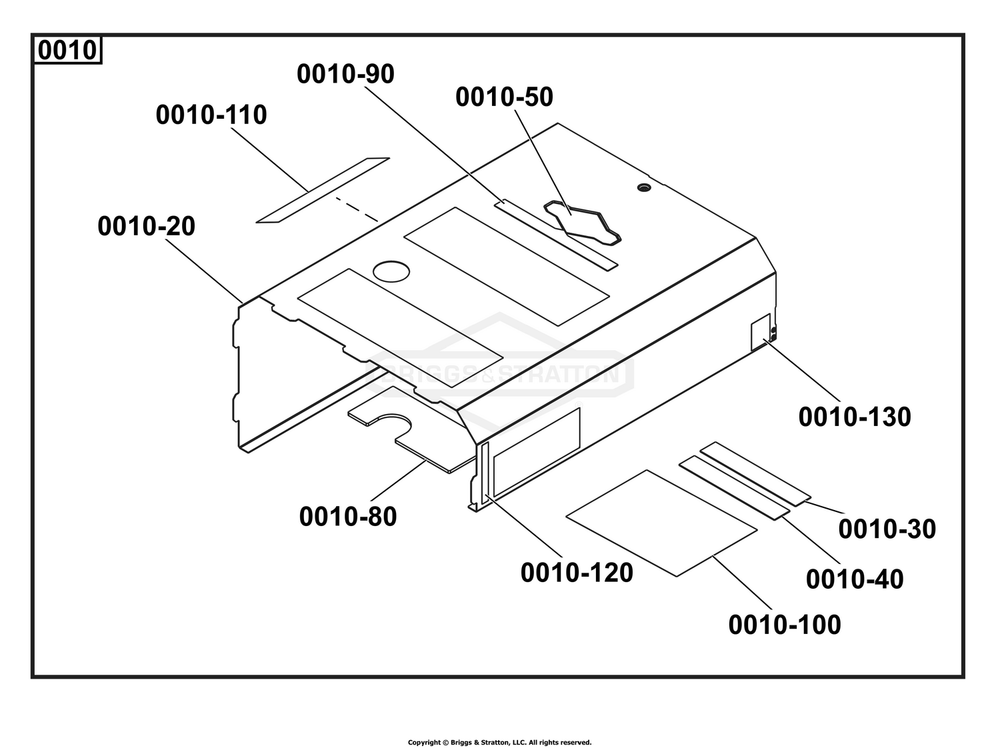 6910-00 - Front Panel Assembly / Front Panel Assembly Diagram and Parts List for 040746-00  Briggs and Stratton Generator